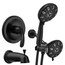 ROSYNEY Shower And Tub Faucet Set - with Tub Spout (Valve Included), Black Shower Head and Handle Set with Handheld,Matte Black
