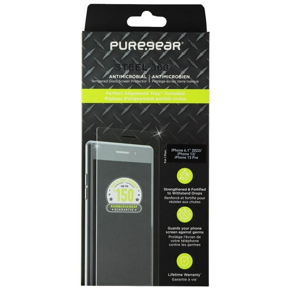 PureGear Steel 360 Screen Protector for iPhone 14/14 Pro/13/13 Pro - Clear