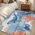 thumbnail image 4 of Ocean Whale Area Rugs 4x6 ft Orange Blue Summer Sea Animal Corals Blue Wooden Washable Rug Non Slip Indoor Carpet Absorbent Floor Mat for Living Room Bedroom Dining Room, 4 of 9