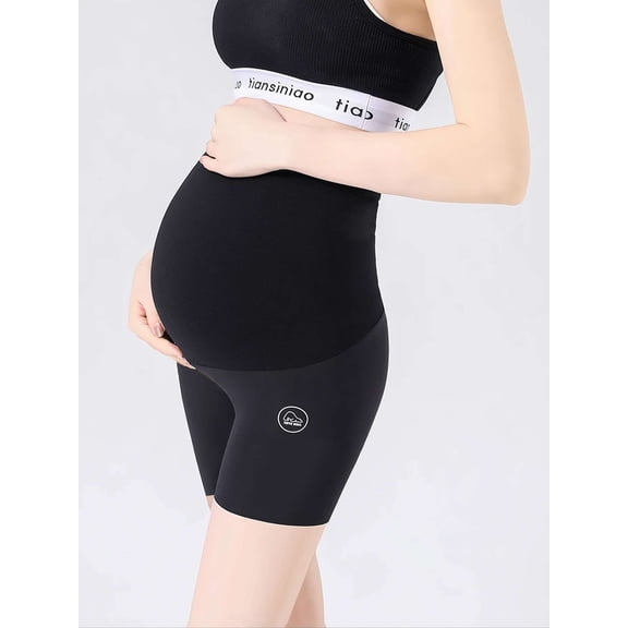 Deago Women's Maternity Shapewear Seamless Shorts Pregnancy Underwear Belly Support High Waist Workout Yoga Short Pants (Black, M)