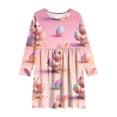 thumbnail image 4 of Xdegoge Chic Easter Dress for Kids Girls Bunny Polka Dot Egg Printed Tween Spring Sundress Knee Length A Line Long Sleeve Cute Holiday Festival Party Outfit Casual Play Wear for Teen, 4 of 7