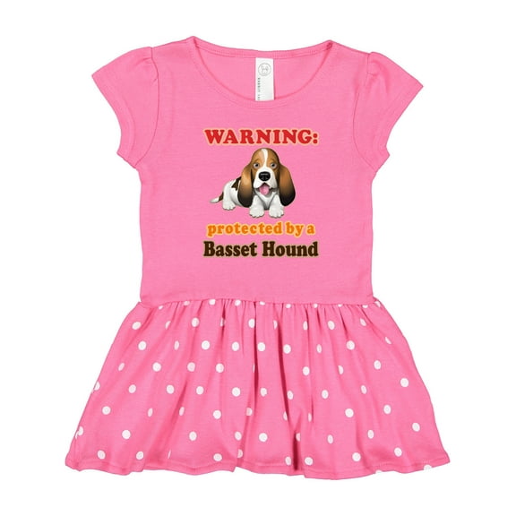 Inktastic Protected by a Basset Hound Funny Dog Girls Toddler Dress