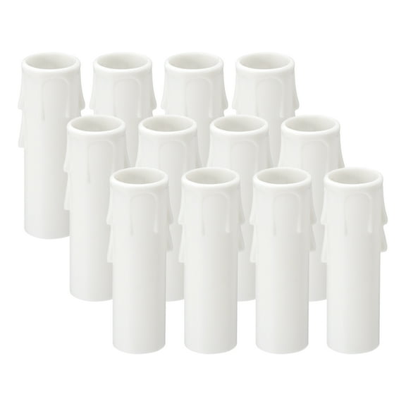 Uxcell 2.6 Inch Tall Candle Covers Sleeves, 12Pcs Plastic E12 Chandelier Socket Sleeves, White