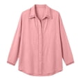 thumbnail image 4 of Noric Women's Cotton Long Sleeve Shirt V Neck Button Down Loose Fit Casual Tops with Crochet Lace, 4 of 7