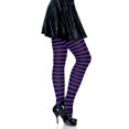 thumbnail image 2 of Leg Avenue Women's Nylon Striped Tights, Black/Purple, One Size, 2 of 4