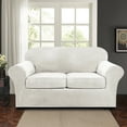 thumbnail image 4 of Velvet Plush Sofa Covers, Armchair Loveseat Couch Slipcover with Separate Cushion Cover (White, For Armchair ), 4 of 11
