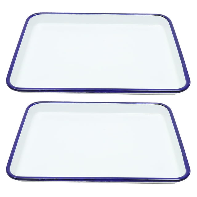 2Pcs Rectangular Enamel Baking Pan Pie Baking Pan Food Baking Pan Kitchen Multi-functional Baking Pan
