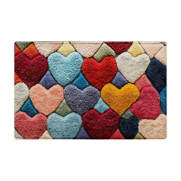 Chanana Valentine's Day Heart Bath Mat for Bathroom Decor, Valentine Bathroom Rugs Non Slip Absorbent, Soft Funny Bath Rug, Washable, 15.7x23.6in