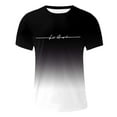 thumbnail image 4 of Mens Pique Shirts Oversized Crew Neck Short Sleeve City Letter Print Gradient Color Mens Summer Clothing,Black,XL, 4 of 4