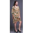 thumbnail image 4 of Bimba Light Peach2 Floral Begonia & Peony Womens Short Beach Kaftan Beachwear Bikini Coverup Midi Dress-S-L, 4 of 5