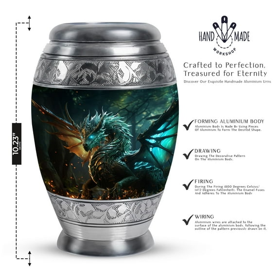 Dragon's Forest Large Urns For Human Ashes Adult Male - Adult Urns For Human Ashes - Urns For Ashes Adult Female - Human Urns For Ashes - Burial Urns For Cremated Remains - Cremation Urn (Size - 10")