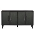 thumbnail image 4 of 59.8" Buffet Sideboard Cabinet, Luxury Style Storage Cabinet with 4 Linen Cabinet Doors, Accent Console Table with Two Adjustable Shelves, Wood Buffet Sideboard for Living Room Entrance, Black, 4 of 9
