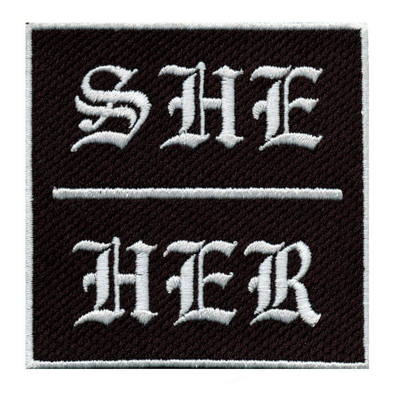 She/Her Pronouns Embroidered Iron On Patch