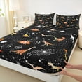 thumbnail image 3 of Homewish Cartoon Dinosaur Twin Sheet Sets 3pcs for Preppy Children Kids,Kawaii Animal Dino Twin Fitted Sheet Microfiber,Gradient Universe Galaxy Breathable Flat Sheet,Breathable Home Decor, 3 of 7