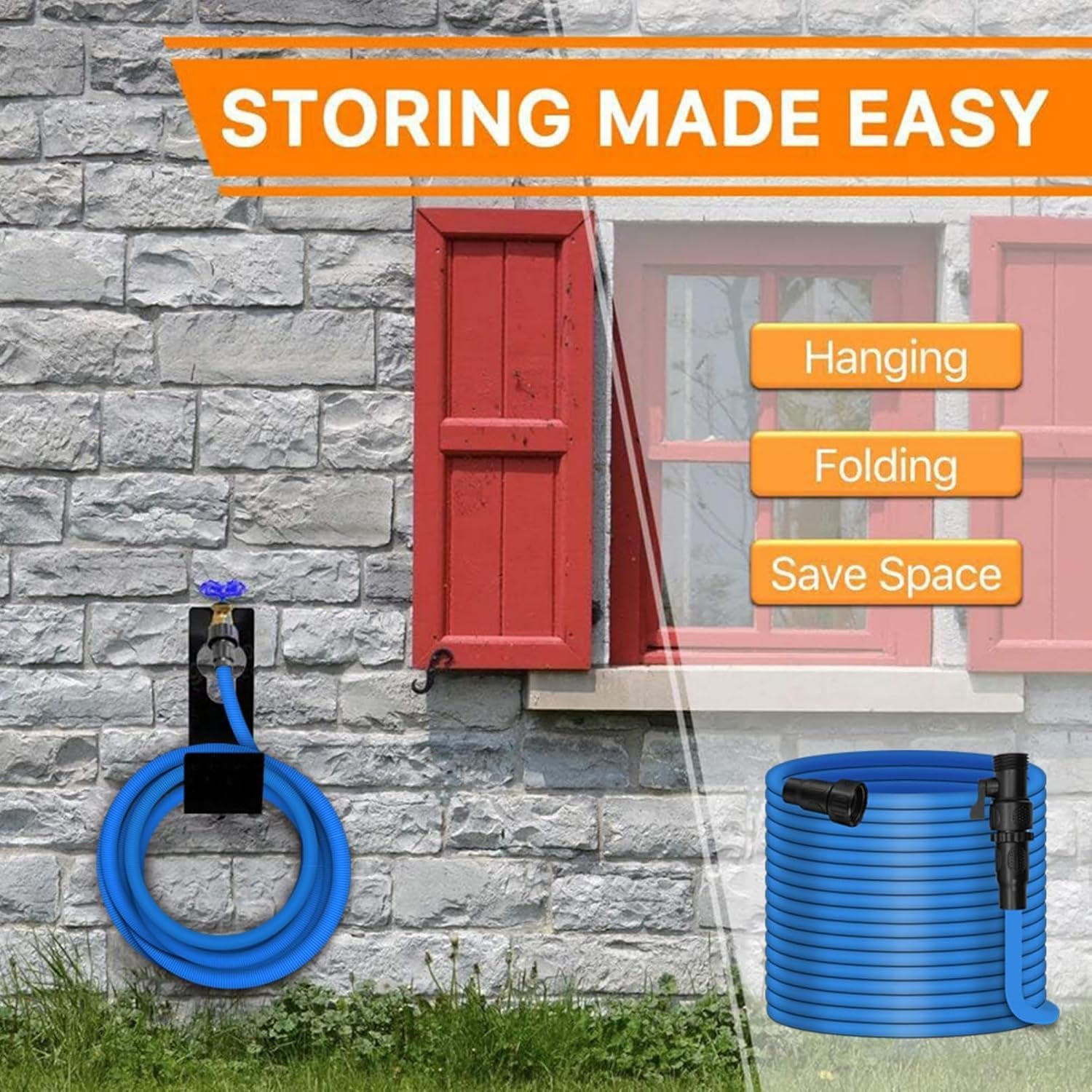 Lightweight 75FT Elastic Garden Hose with 3/4" Fittings, Triple-Layer  for Lawn, Car, and Plant Watering