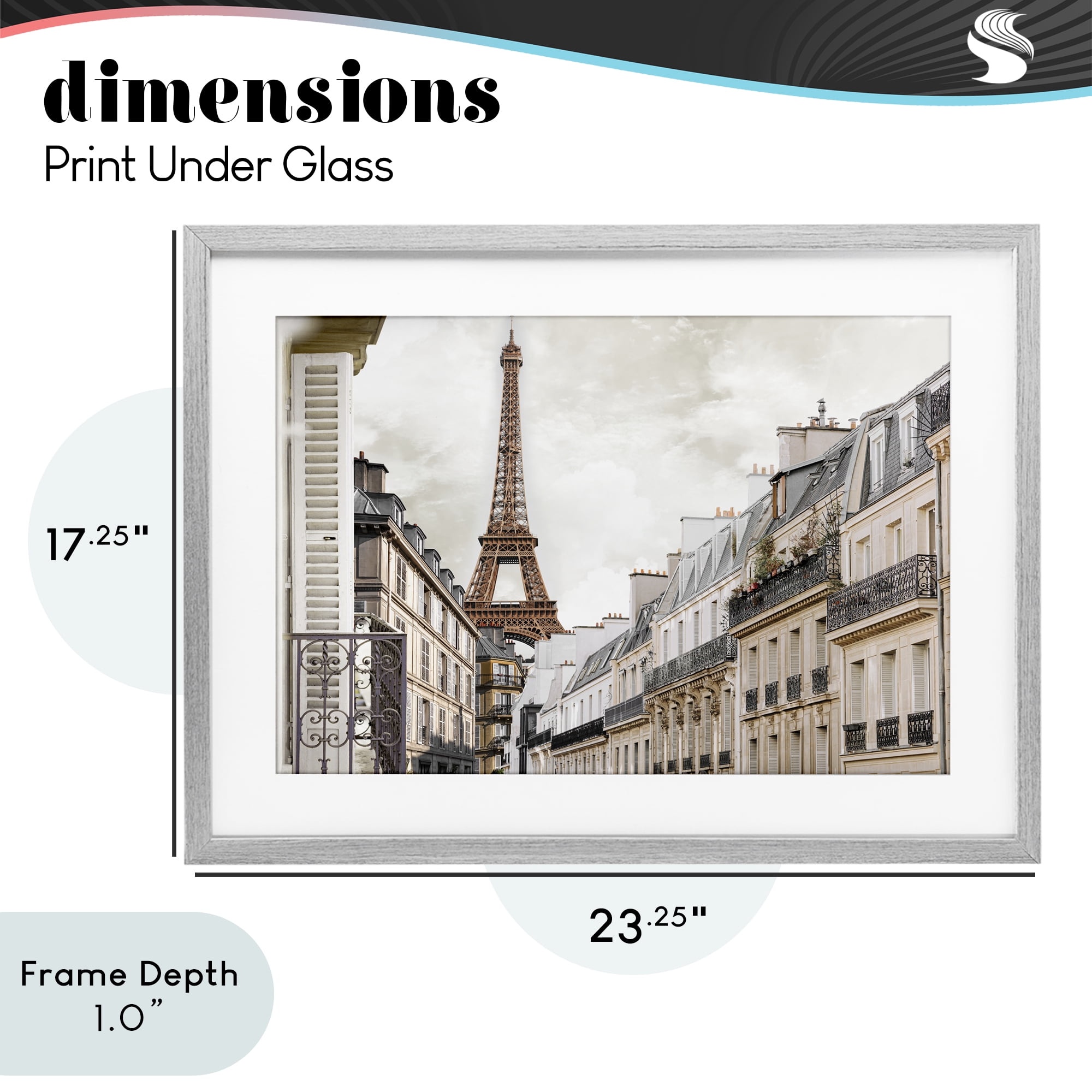 Stupell Industries Eiffel Tower Through Parisian Balconies Gray Framed Print Under Glass, design by CAD Designs
