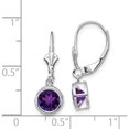 thumbnail image 3 of 14K White Gold 6mm Amethyst Leverback Earrings (25 X 7) Made In India xlb101wam, 3 of 6