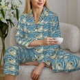 thumbnail image 6 of Yiaed anchovy Print Pajamas Women's Long Sleeve Sleepwear Soft Button Down Loungewear Pjs Lounge Set Nightwear Womens Pajama Pants-X-Large, 6 of 7
