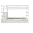 thumbnail image 4 of White Twin-Over-Twin/King Bunk Bed Frame with Trundle and Storage, Wood Bunk Bed with Shelves and Ladder, Suitable for Kids, Boys and Girls, 4 of 7