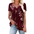 thumbnail image 2 of Gray Casual Blouses for Women, Polyester Summer Outfits for Women, Short Sleeve Shirts for Women Trendy Summer, Shirts for Women Loose Fit, Floral Weekend Flower Spring Tops for Women 2024 Trendy, 2 of 3