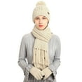 thumbnail image 4 of Glisme Hat Gloves Scarf Set Winter Knitted Scarf And Hat Warm Soft Touchscreen Gloves For Cold Weather Beige, 4 of 5