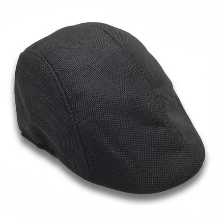 - Men's Women's Simple Solid Color Cotton Linen Flat Cap Newsboy Cabbie Gatsby Hat Golf Beret Cap Black