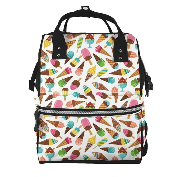 Fotbe Ice Cream Popsicles Mochila Maternidad - Lona de Sarga Impermeable, Mochila de Pañales de Gran Capacidad con Múltiples Bolsillos y Correas Ajustables