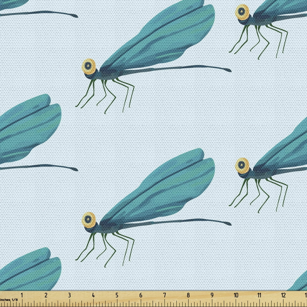 Dragonfly Upholstery Fabric by the Yard Continuous Pattern Watercolor