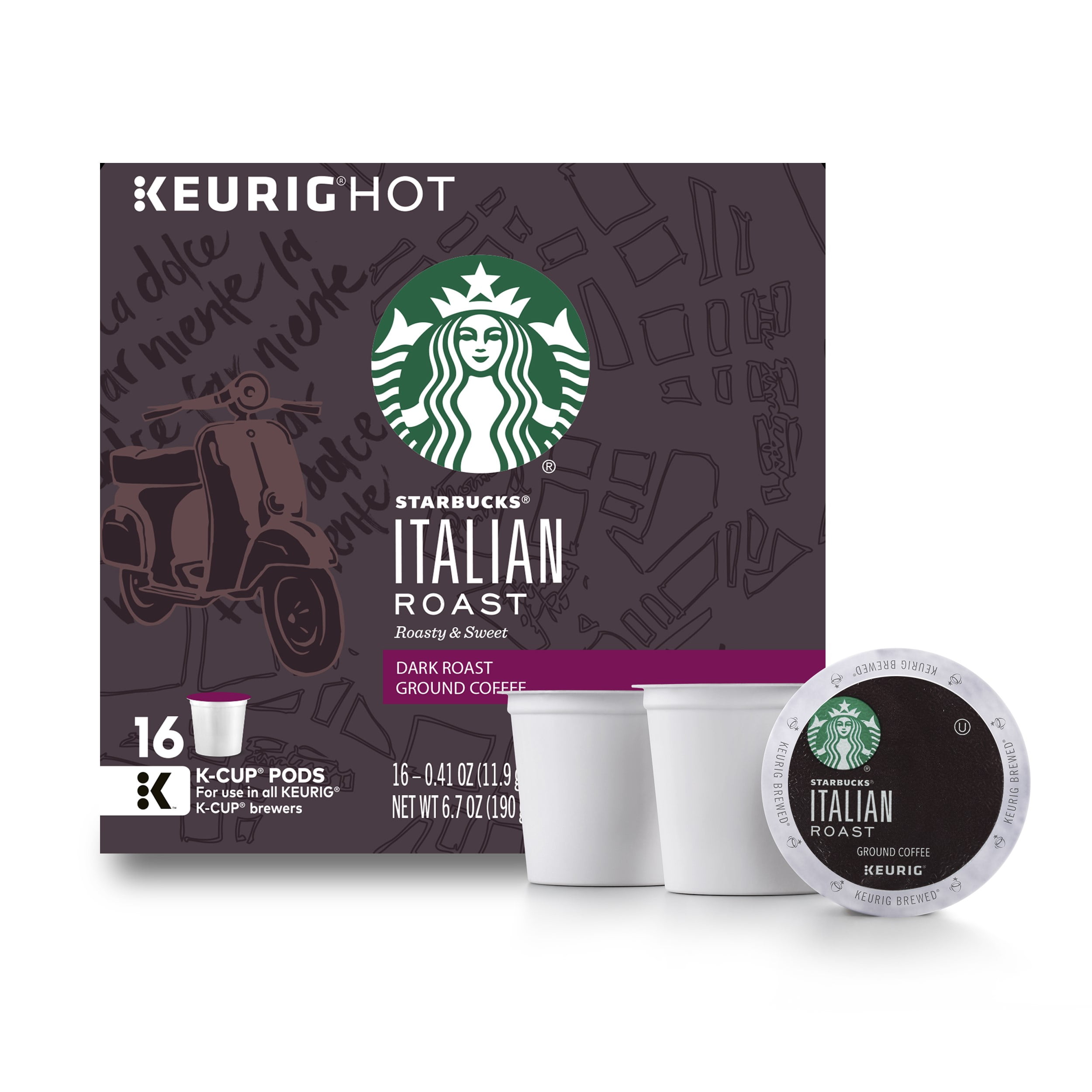 Starbucks Italian Roast Dark Roast Single Cup Coffee for Keurig Brewers