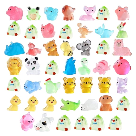Meggemo Cute Mini Animal Figurines Glow In The Dark Resin Ornaments For Fairy Garden Terrarium Home Decor Gift