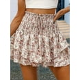 thumbnail image 2 of Women'S High Waist Ruffle Mini Shorts Cute Tiered Short Shorts with Shorts Underneath  S, 2 of 5