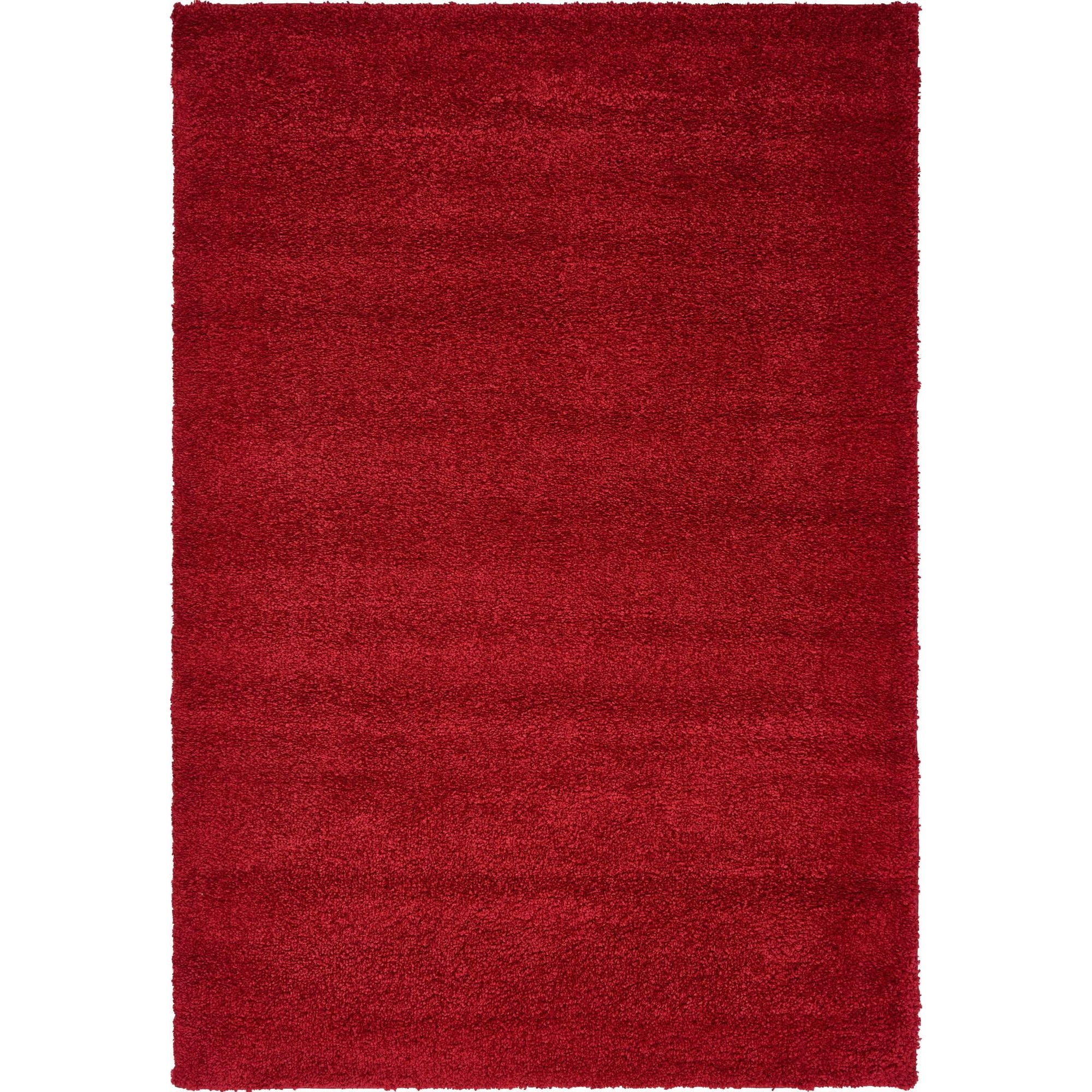 Unique Loom Indoor Rectangular Solid Print Modern Area Rugs Red, 5' 0 x