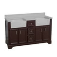 thumbnail image 2 of KBC Zelda 60" Wood Double Farmhouse Vanity w/ Quartz Stone in Chocolate, 2 of 8