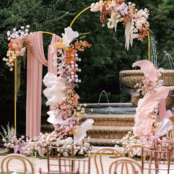 Wedding Arch Backdrop Stand 7.2FT, 6FT Gold Metal Arch Stand Set of 2 for Birthday Party Wedding Ceremony Baby Shower Graduation Decoration