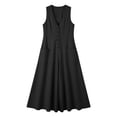 thumbnail image 4 of JMYHOAM Robes pour Femmes Robes d'Été pour Femmes Robe Débardeur en Lin Ample avec Poches Manches Trois-Quarts Longue Robe, Noir, P-TTG, 4 of 7
