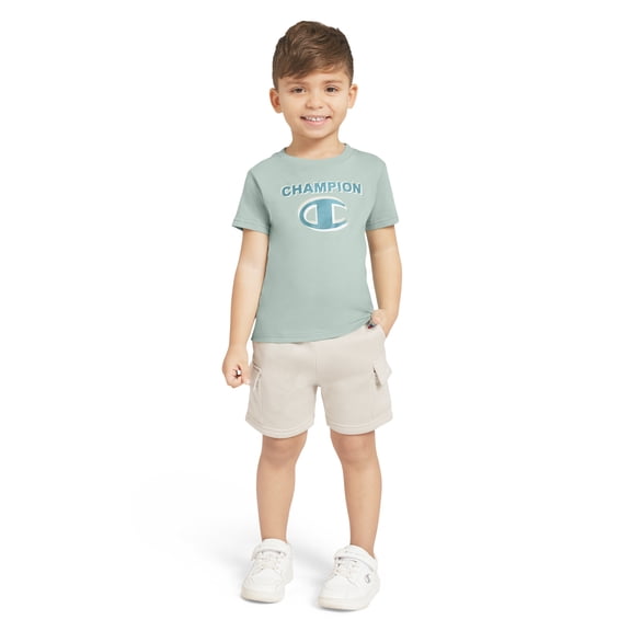 Champion Toddler Boys Graphic Tee and Cargo Shorts Set - Hedge Green - Size 4T