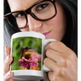 thumbnail image 2 of 3drose, Hummingbird Dance - Zinnia Flower - Photography, 11oz Mug, 2 of 6