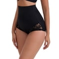 thumbnail image 5 of INSPIRE CHIC Women's High-Waisted Butt Lifting Underwear Tummy Control Ice Silk Lace Trim Breathable Control Panties M Black, 5 of 6