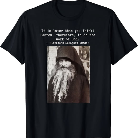 Frey Seraphim Roston Orthodox Quote Photo Printed T-Shirt - Casual Short Sleeved Round Neck Universal Top, Patterned Men'S T-Shirt, Faith T-Shirt, Bible Scripture Shirt, Cross Pattern T-Shirt