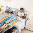 thumbnail image 3 of Homewish Cartoon Pet Dog Bed Sheets,Ocean Beach Full Size Sheets,Vintage Surfboard Decor,4-Piece,1 Flat Sheet, 1 Fitted Sheet and 2 Pillowcases, 3 of 6