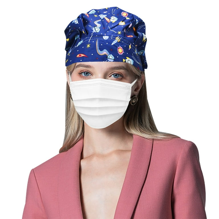 JINMGG Womens Plus Size Clearance $5 Scrub Cap Hat Suction Sweat Towel Nurse Cap Printed Baotou Cap