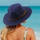 thumbnail image 1 of Sombrero de Paja unisex Macarena bohemio Ala Ancha azul oscuro, 1 of 7