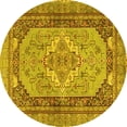 thumbnail image 1 of Ahgly Company Machine Washable Indoor Round Persian Yellow Traditional Area Rugs, 4' Round, 1 of 4