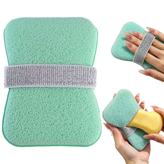 Bar Soap Scrubber Pouch,Shower Sponge with Soap Pocket and Hand Strap,Exfoliating Bath Sponge,Soap Saver Exfoliator Shower Pad,Dead Skin Remover for Men Women,4.72x3.34 inch(Mint Green)