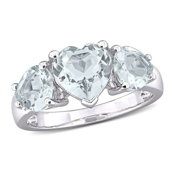 2.80 Carat (ctw) Aquamarine Three Stone Heart Ring in Sterling Silver
