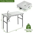 thumbnail image 3 of SSyao Fold in Half Folding Fish Cleaning Table with Sink, Bi-Folding Outdoor Portable Camping Game Sink Table,Fish Fillet Cutting Table with Drainage Hose for Patio Backyard BBQ，45"D x 23"W x 37"H, 3 of 8