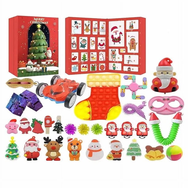 Caja de regalo de calendario de Adviento de navidad para niños, joyería DIY, caja antiestrés, calendario de cuenta regresiva de 24 días, regalo de navidad
