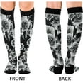 thumbnail image 2 of Coolnut High Elasticity Compression Socks, High Knee Socks Adult Universal Leisure Relieve Fatigue, Black Grey Flowers Travel Daily with Running (1 Pair) Gift, 2 of 7
