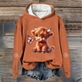 thumbnail image 2 of Women Christmas Outfit Western Holiday Cow Print Hoodie Cozy Pullover Graphic Sweatshirt for Women Casual Winter Warm Top Orange 2XL, 2 of 3