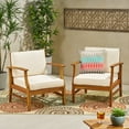 thumbnail image 3 of Noble House Contemporary Acacia Wood Club Chairs, Water-Resistant Cushions, Teak/Cream (Set of 2), 3 of 11